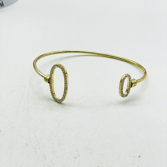 Skinny Cuff Bracelets Lot of 3 Gold Tone Rhinestone Accents Classic Career Gift - Picture 8 of 14